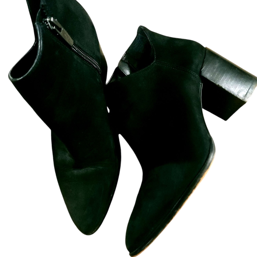 Vince Camuto Black Suede Ankle Boots (Leather Upper) with Chunky Heel